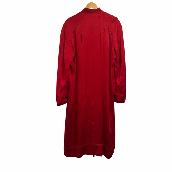 HAIDER ACKERMANN Satin Trench Coat Red Single Breasted FR 38 Single Breasted NWT - Picture 7 of 12